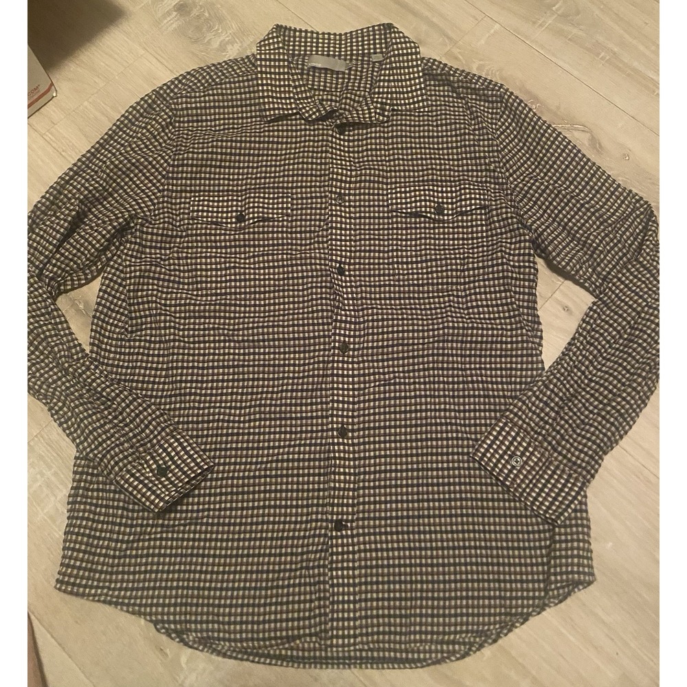 Vince XL Plaid Button Front Shirt 100% Cotton Long Sleeve Check Casual